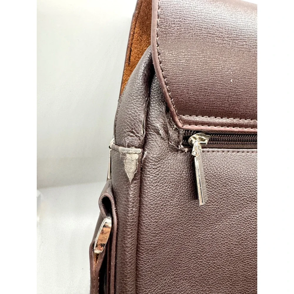 Set of 2 Faux Leather Crossbody Messenger Bags Black Brown Travel Satchel‎